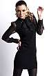 Czarna dzianinowa sukienka wieczorowa z żorżetowymi rękawami - NR 450 -1 - muse