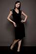 Czarna sukienka wieczorowa Aisha s02 z koronką na rękawie - Nife