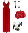 Długa suknia z kamieniami czerwona 561-2 - Goddess