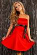 Elegancka czerwona sukienka bez ramiączek NR 419 - QoC