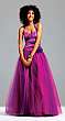 Szyfonowo - tiulowa suknia balowa, kolor fuksja, model 6562 - Faviana
