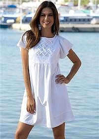 Biała sukienka bluzkowa - bon prix