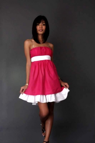 Ciemno-różowa sukienka mini S1447 - Japan Style