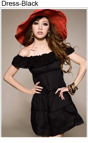 Czarna sukienka wieczorowa S1390 - Japan Style
