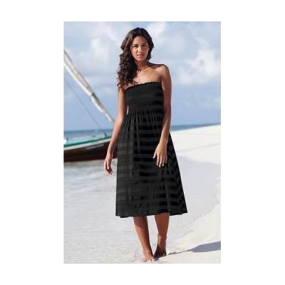 Elegancka, plażowa sukienka bez ramiączek, w kolorze czarnym - halens