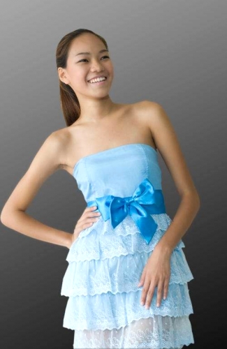 Niebieska sukienka bez ramiączek S1441 - Japan Style