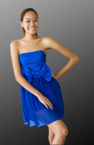 Niebieska sukienka bez ramiączek S1445 - Japan Style