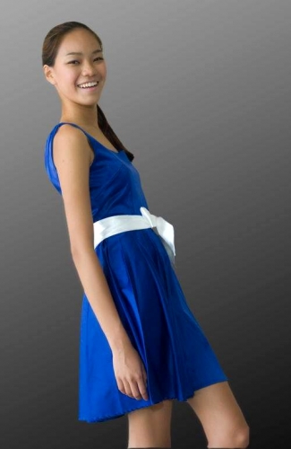Niebieska sukienka mini S1446 - Japan Style