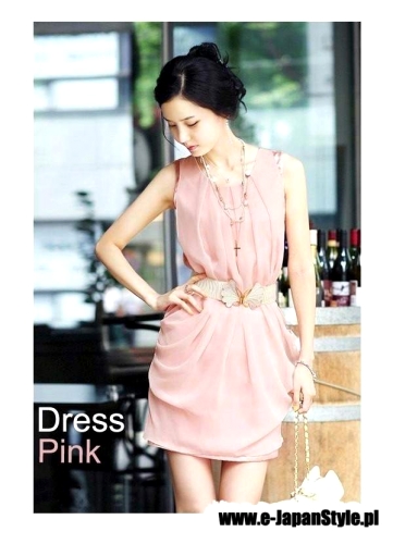 Różowa sukienka damska S1584 - Japan Style