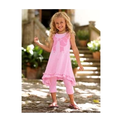 Sukienka dla dziewczynki, różowa, z asymetrycznym dołem+ legginsy - CELLBES