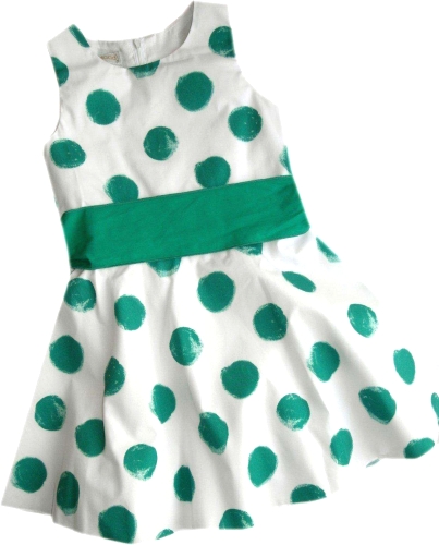 Zielona sukienka dziecięca w grochy bez rękawów